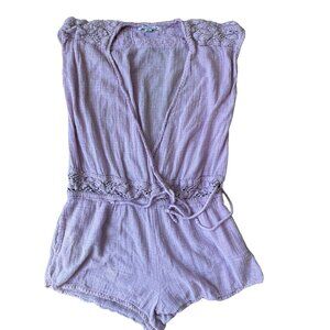O'Neill Saltwater Romper Shorts Womens Medium Purple Gauzy Cotton Boho Beach